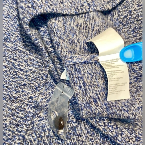 Men’s “AMERICA” blue 100% merino wool shawl collar pullover sweater size medium - Picture 6 of 10